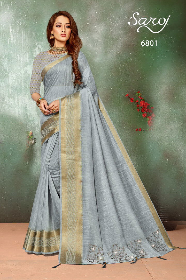 Saroj Jalwaa 6 New Designer Party Wear Linen Cotton Latest Saree Collection